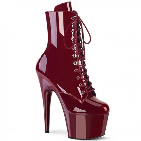 Bottines Plateformes Hautes Pleaser ADORE-1020 Bordeaux vernis