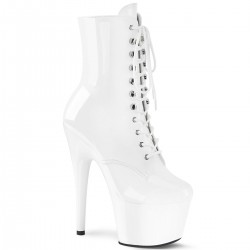 Bottines Plateformes Hautes Pleaser ADORE-1020 Blanc vernis